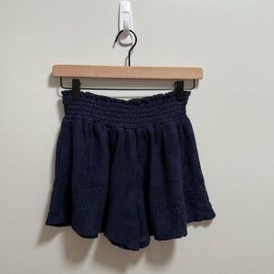 Aerie navy blue crochet pull on flowy shorts beach swim coverup vacation small